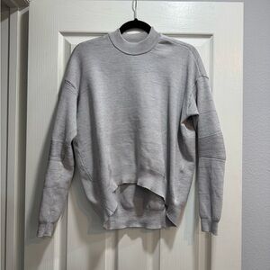 adidas heavy 3D woven grey mock neck high low sweater